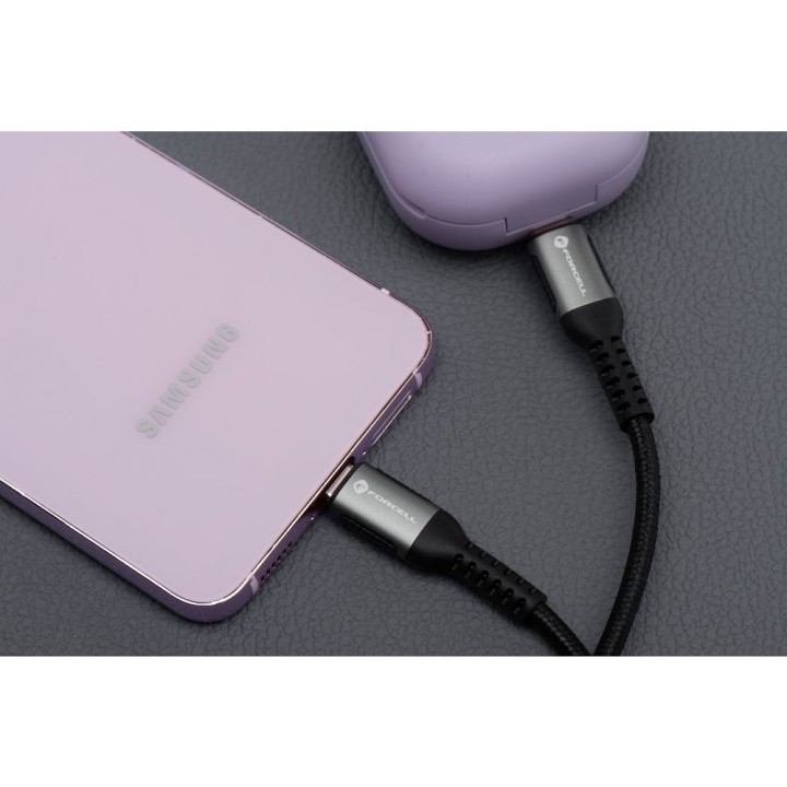 Кабель USB A — Lightning Forcell F-Energy 2,4A 12W Cafule 3 m C257 чорний