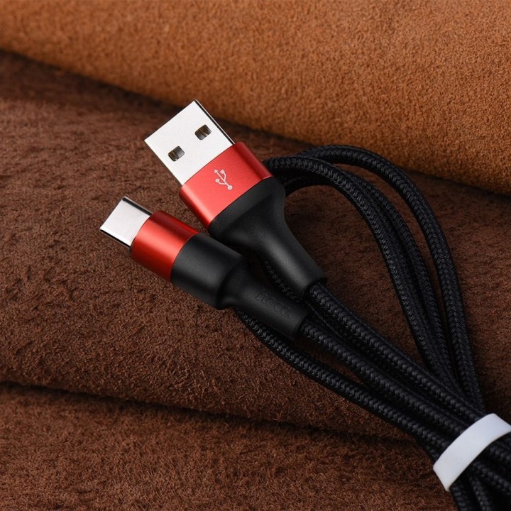 Кабель USB-A – USB-C Hoco 2A 1 m X26 черно красный