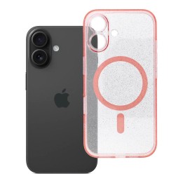 Чохол для iPhone 16 Clear Mag Cover - Glitter (Str / Camera Protection) сумісний з MagSafe рожевий glitter