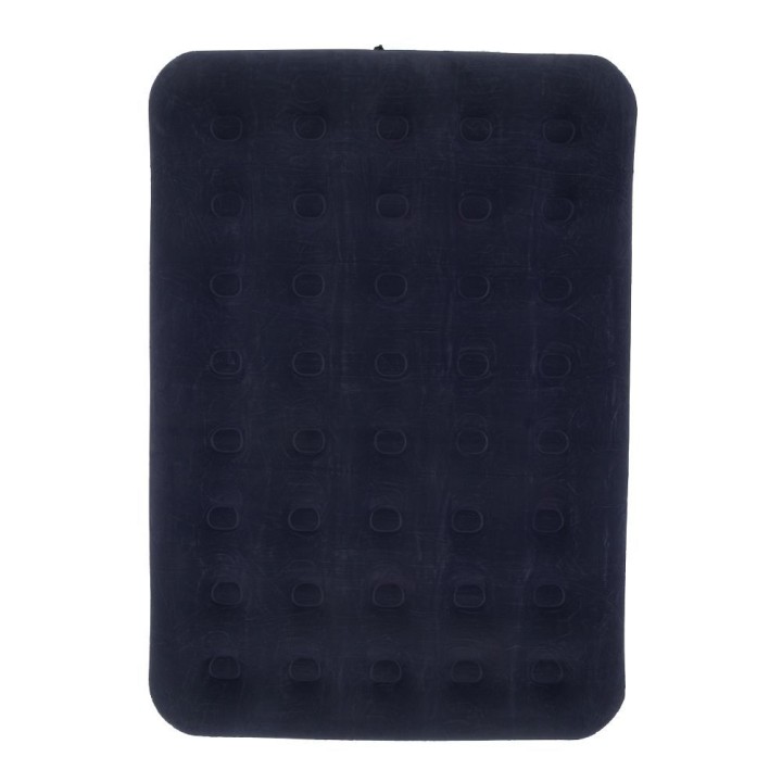 Inflatable double camping mattress with velour finish + pump 67002 blue
