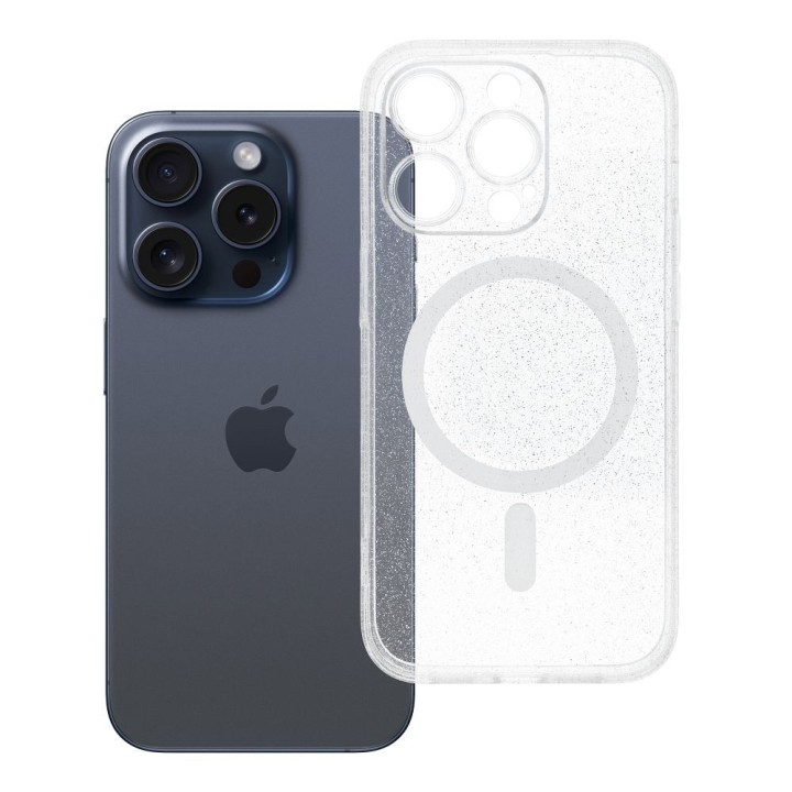 Case for iPhone 14 PRO Clear Mag Cover - Glitter (Str / Camera Protection) MagSafe compatible transparent glitter