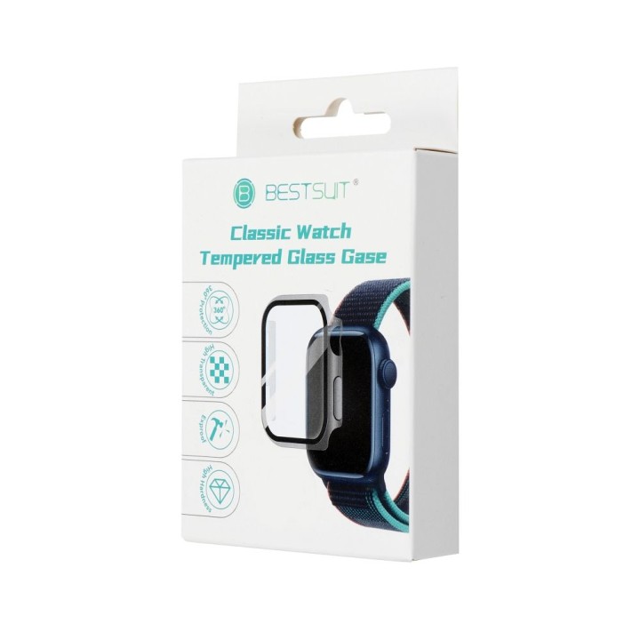Protective case with glass Bestsuit Flexible for Apple Watch 10/11 42mm - black