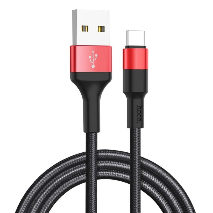 Kabel USB A do USB C Hoco 2A 1 m X26 czarno czerwony
