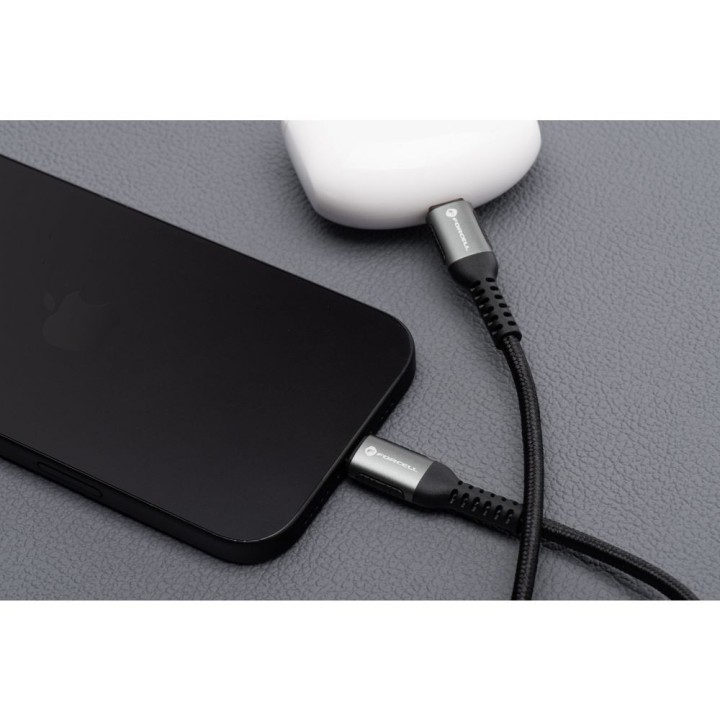 USB-A to USB-C cable Forcell F-Energy QC4.0 3A 66W Cafule 2 m C256 black