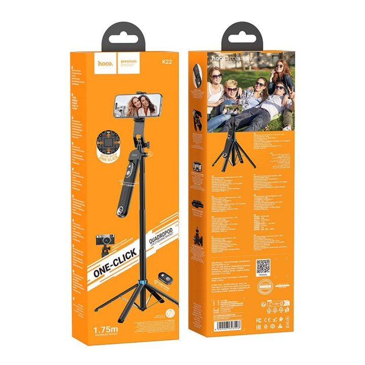 Selfie stick Hoco tripod with remote control wireless K22 black