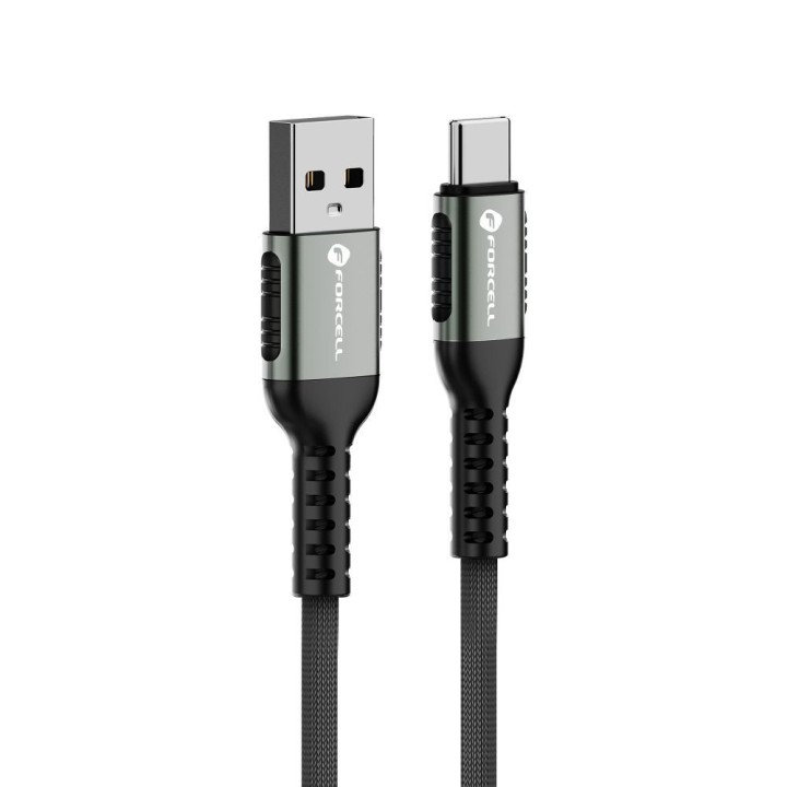 USB-A to USB-C cable Forcell F-Energy QC4.0 3A 66W Cafule 2 m C256 black