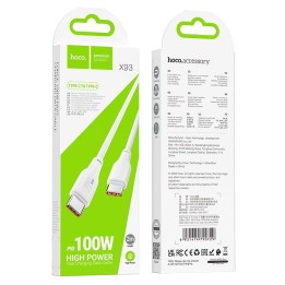 Кабель USB-C – USB-C Hoco 3A 100W 2 m X93 білий