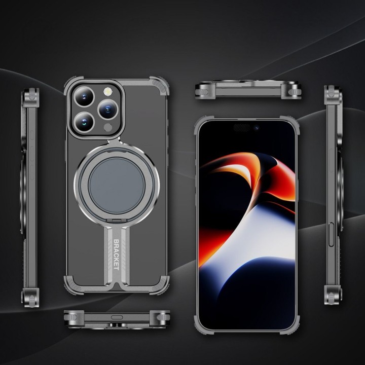 Futerał TITANIUM Bracket kompatybilny z MagSafe do IPHONE 16 PLUS czarny