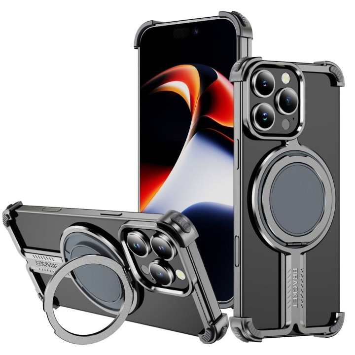 Чехол TITANIUM Bracket совместимый с MagSafe для IPHONE 16 PLUS черный