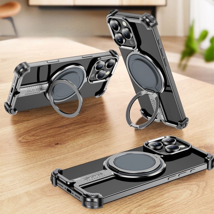 Case TITANIUM Bracket compatible with MagSafe for IPHONE 16 PLUS black