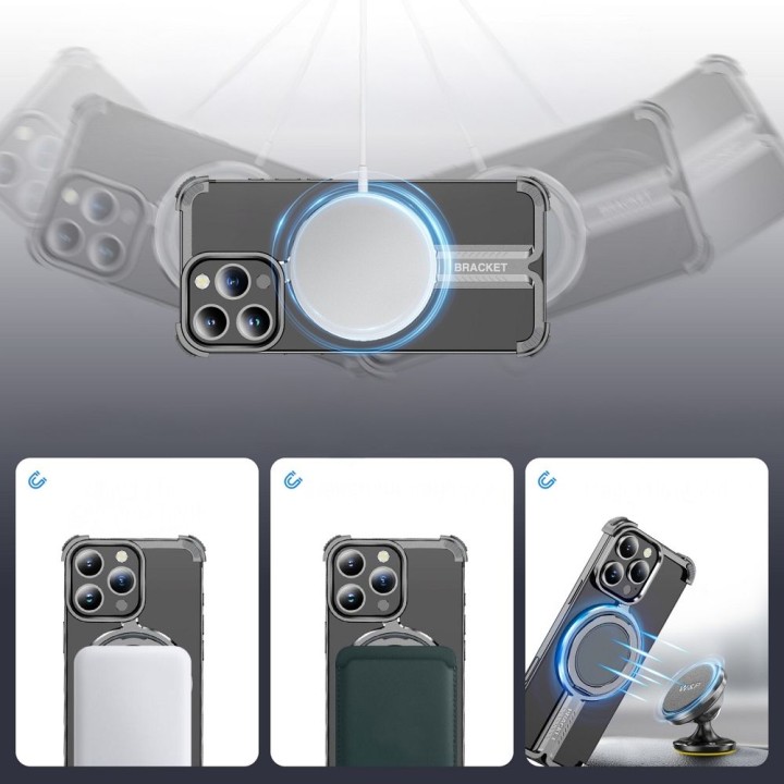 Case TITANIUM Bracket compatible with MagSafe for IPHONE 16 PLUS black