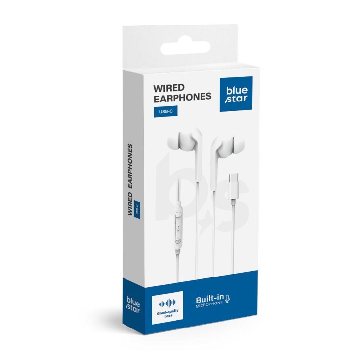 Wired in-ear headphones USB C (DAC) Blue Star M15C 1,2 m white