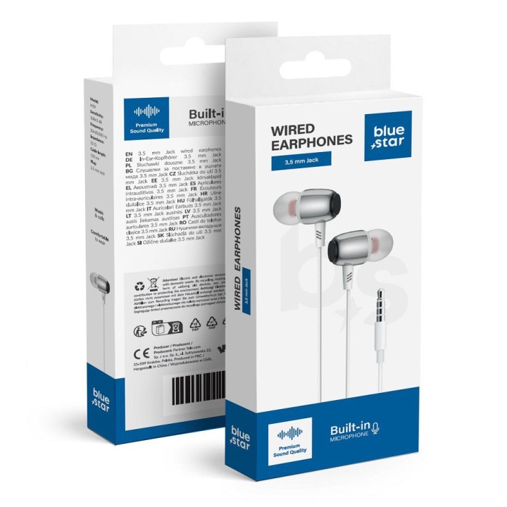 Наушники проводные вкладыши Jack 3,5 mm Blue Star M09 1,2 m белые