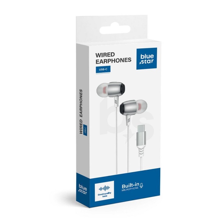 Wired in-ear headphones USB C (DAC) Blue Star M09C 1,2 m white