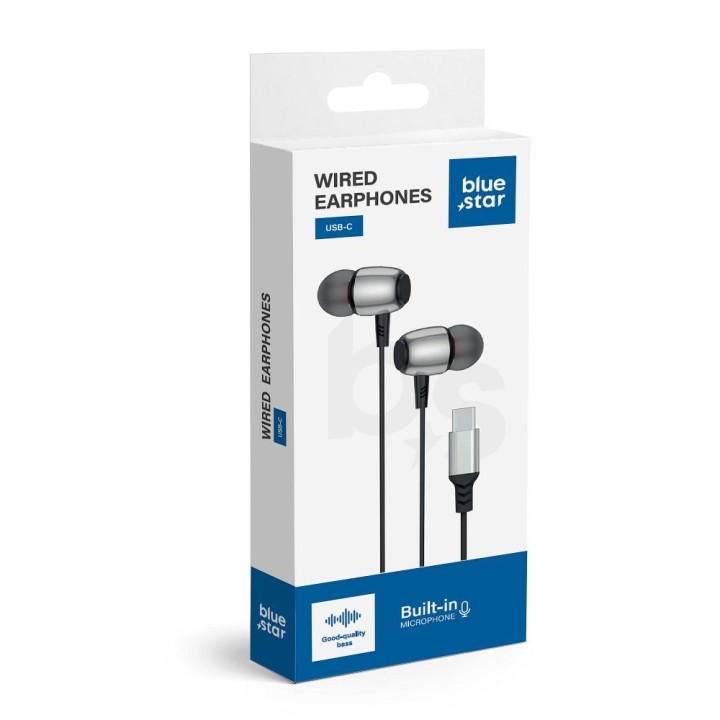 Дротові навушники-вкладиші USB C (DAC) Blue Star M09C 1,2 m чорні