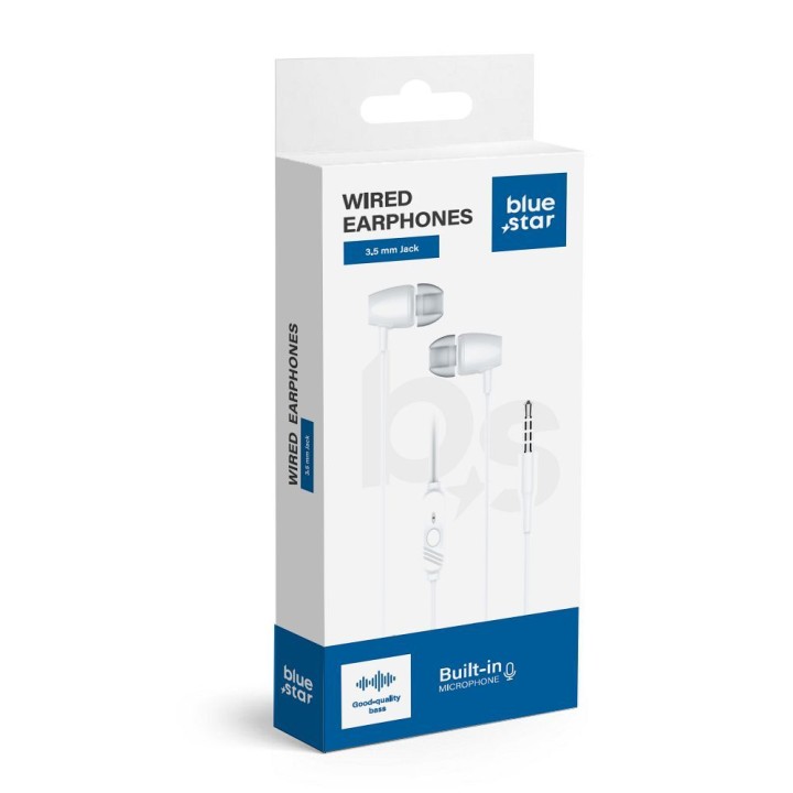 Headphones wired in-ear Jack 3,5 mm Blue Star PA-E67 1,2 m white