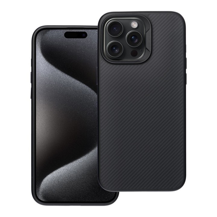 Case for iPhone 15 PRO MAX Carbon Elite Mag Cover compatible with MagSafe black