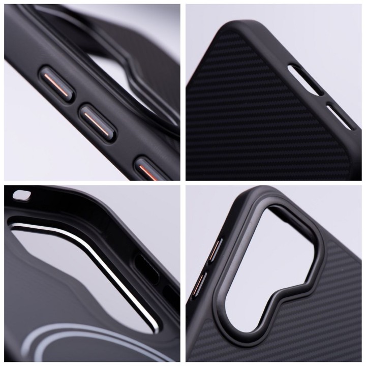 Case for Samsung S25 Carbon Elite Mag Cover compatible with MagSafe black