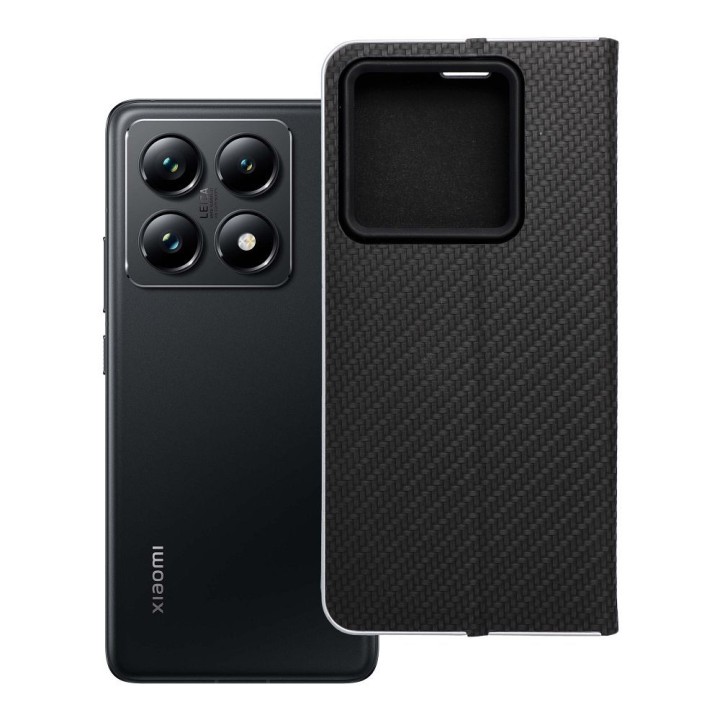 Etui z klapką na Xiaomi 14T PRO Luna Book Carbon czarne
