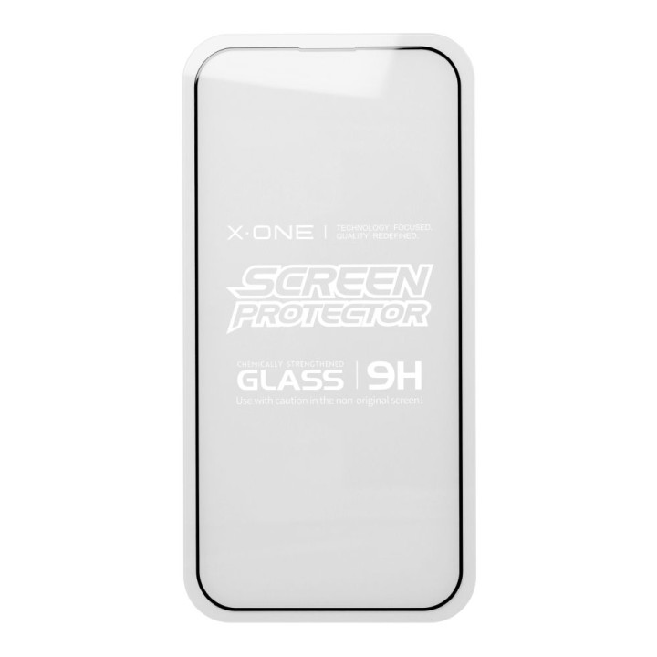 Закаленное стекло для iPhone 14 PRO MAX X-One Full Cover Extra Strong Crystal Clear (full glue) черное
