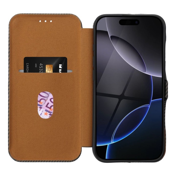Etui z klapką na iPhone 16 PLUS Folio Side Magnet brązowe