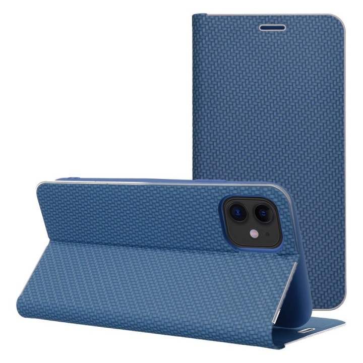 Чехол LUNA Book Carbon для IPHONE 14 Plus синий