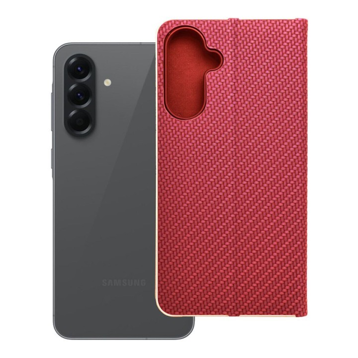 Чохол з клапаном для Samsung A56 5G Luna Book Carbon червоний