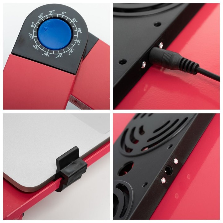 Universal adjustable laptop stand + cooling YL-803 red