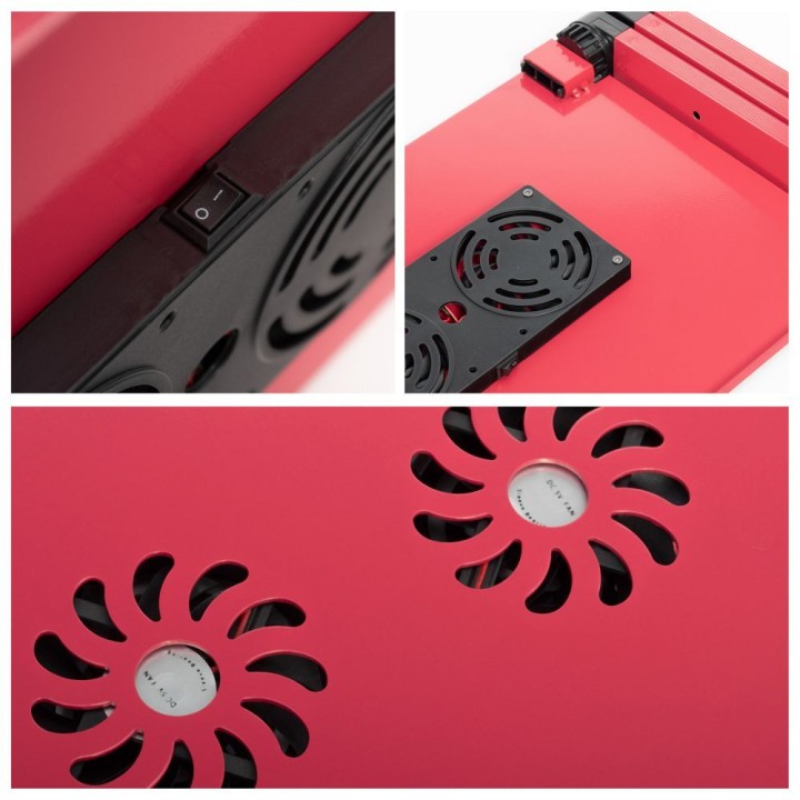 Universal adjustable laptop stand + cooling YL-803 red
