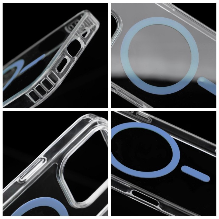Case for iPhone 15 PRO Drop Glue Colorful Ring Mag Cover compatible with MagSafe light blue
