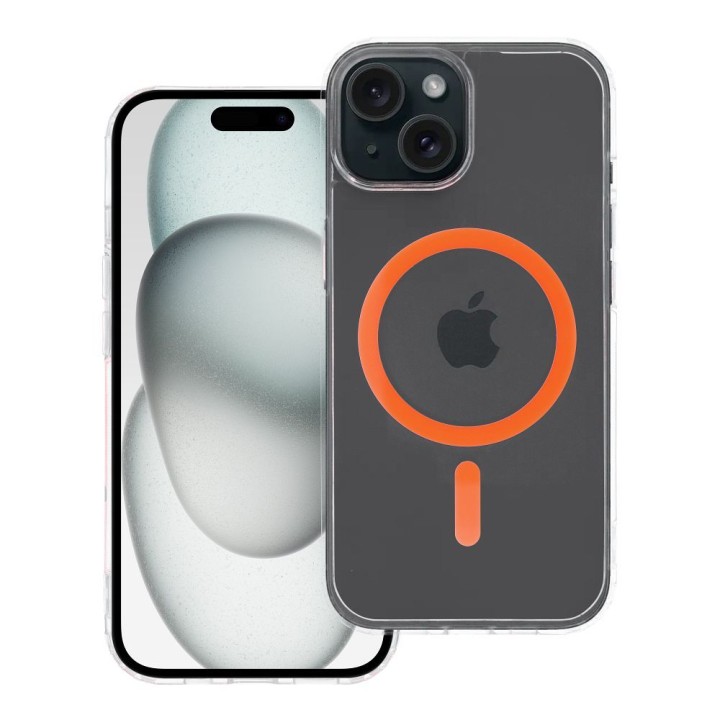 Чехол для iPhone 15 Drop Glue Colorful Ring Mag Cover совместимый с MagSafe оранжевый