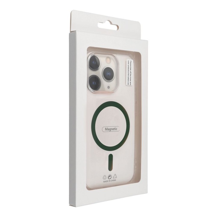 Case for iPhone 12 / 12 PRO Drop Glue Colorful Ring Mag Cover compatible with MagSafe dark green