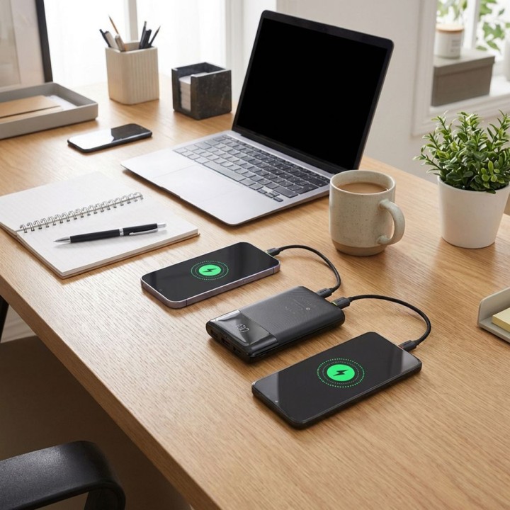 Power bank Forcell F-Energy Multicharge F10K6 QC PD3.0 3A 22,5W 10000 mAh with built-in cables USB C and Lightning black