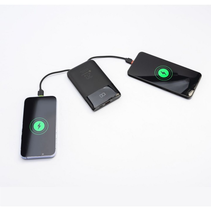 Повербанк Forcell F-Energy Multicharge F10K6 QC PD3.0 3A 22,5W 10000 mAh із вбудованими кабелями USB C та Lightning чорний