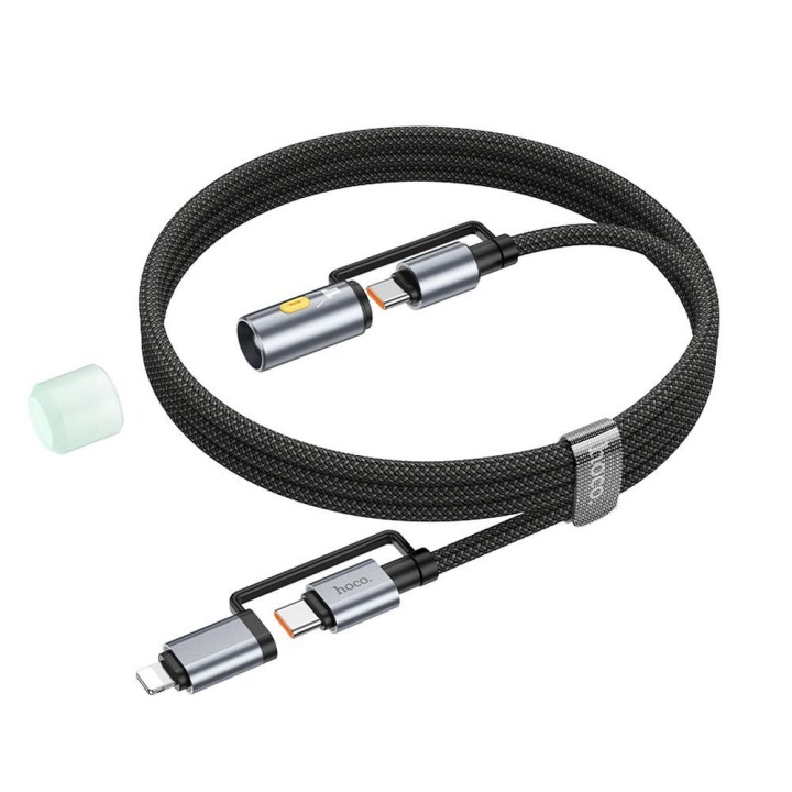 Кабель All-in-one USB C / Lightning — USB C / LED Light Hoco PD 3A 60W 1,2 m U138 чорний