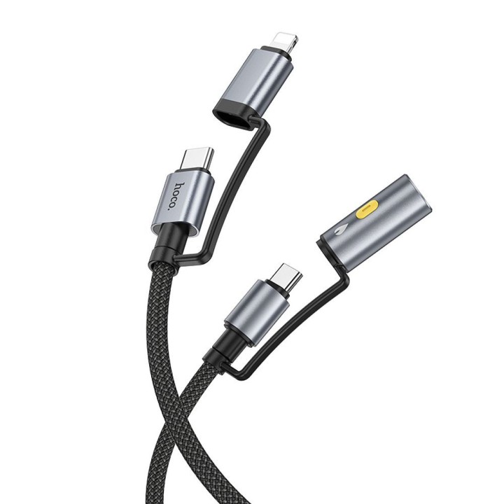Cable All-in-one USB C / Lightning to USB C / car cigarette lighter Hoco PD 3A 60W 1,2 m U138 1,2 m grey