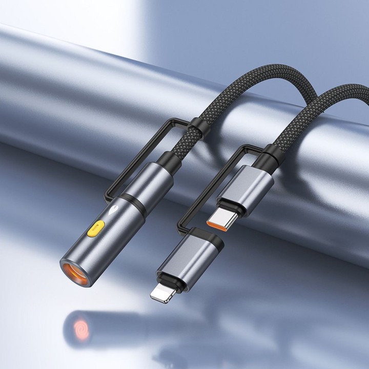 Cable All-in-one USB C / Lightning to USB C / car cigarette lighter Hoco PD 3A 60W 1,2 m U138 1,2 m grey