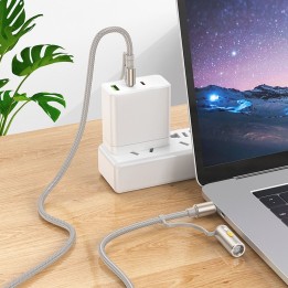 Cable All-in-one USB A / USB C for USB C / Zapalniczka car Hoco 3A 60W 1,2 m U138 grey