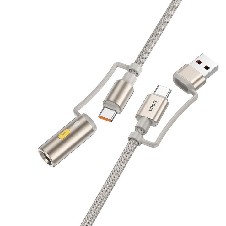 Кабель All-in-one USB A / USB C — USB C / автомобільний прикурювач Hoco 3A 60W 1,2 m U138 сірий