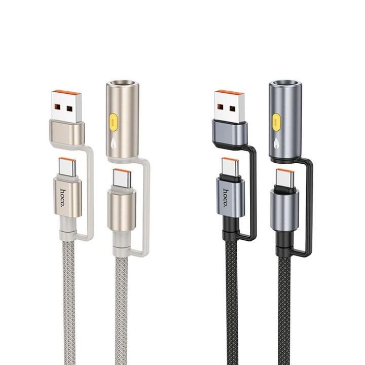 Cable All-in-one USB A / USB C to USB C / car cigarette lighter Hoco 3A 60W 1,2 m U138 grey