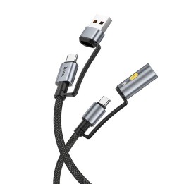 Cable All-in-one USB A / USB C to USB C / car cigarette lighter Hoco 3A 60W 1,2 m U138 black