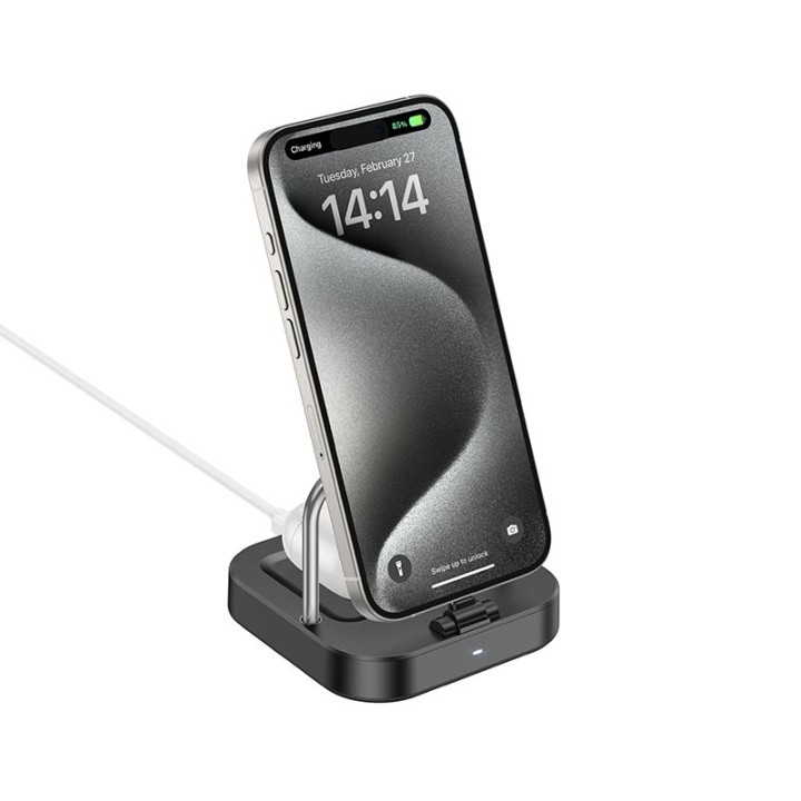 Desktop charger Hoco 2w1 USB C PD QC 3A 30W + wireless charging 5W CQ16B black