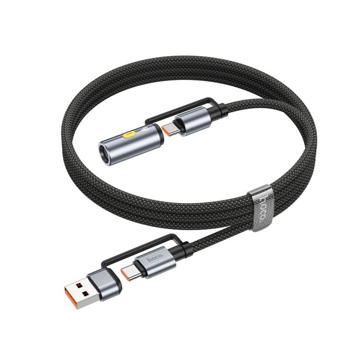 Кабель All-in-one USB A / USB C — USB C / автомобільний прикурювач Hoco 3A 60W 1,2 m U138 чорний