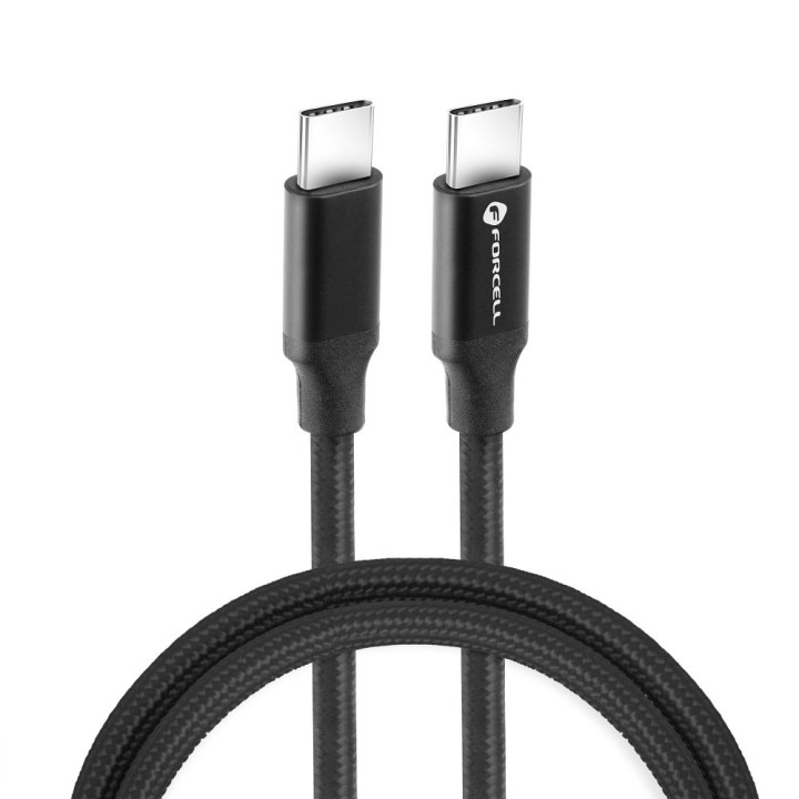 Кабель USB-C – USB-C Forcell F-Energy QC4.0 PD 5A 100W E-mark / 4K / Thunderbolt / 20Gbit/s 1 m C391 чорний