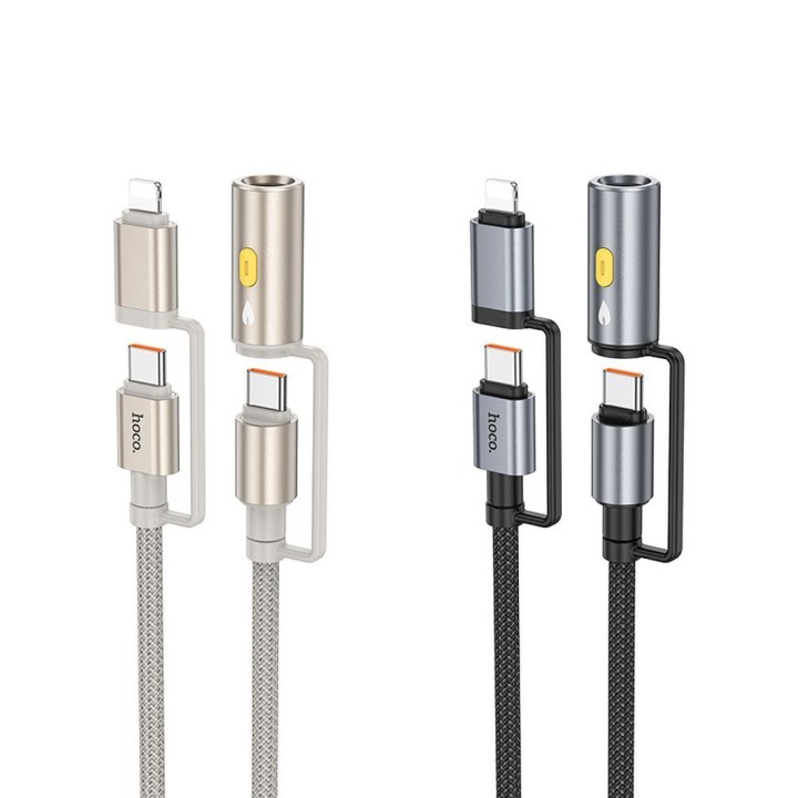 Кабель All-in-one USB C / Lightning — USB C / автомобільний прикурювач Hoco PD 3A 60W 1,2 m U138 чорний