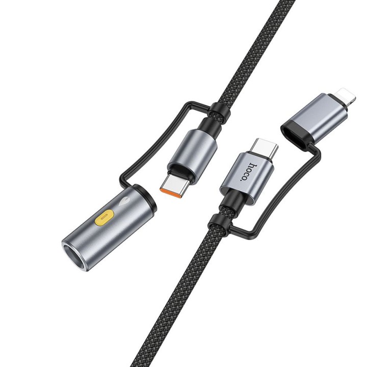 Cable All-in-one USB C / Lightning to USB C / car cigarette lighter Hoco PD 3A 60W 1,2 m U138 1,2 m grey