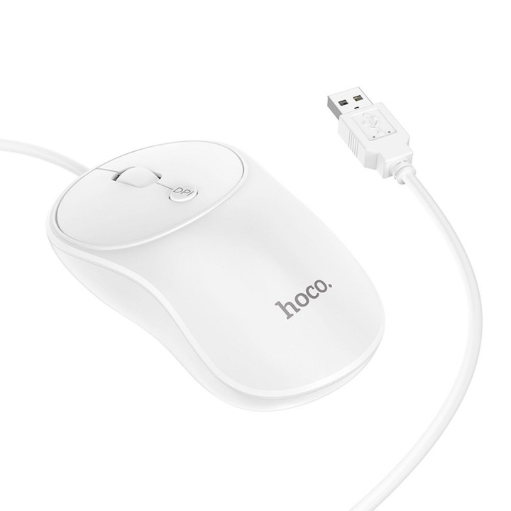 Дротова миша Hoco USB A 1600 dpi GM13 біла