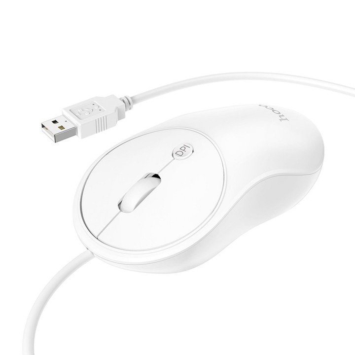 Мышь проводная Hoco USB A 1600 dpi GM13 белая