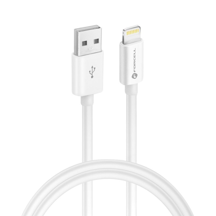 Cable USB A to Lightning Forcell F-Energy MFi 2,4A 12W 1 m C703 white