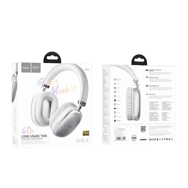 Wireless headphones on-ear Hoco W35 silver